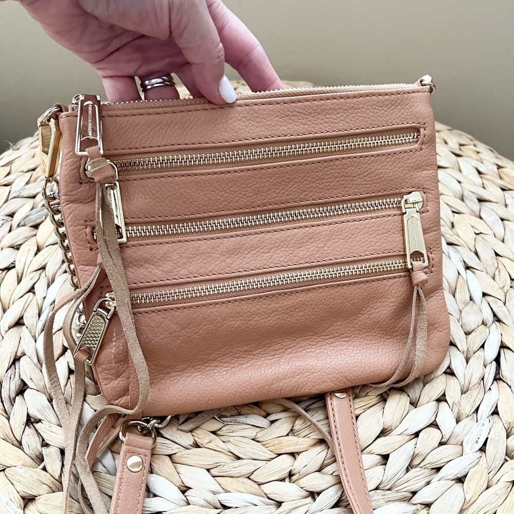 Rebecca Minkoff genuine soft pebbled leather tassel crossbody bag